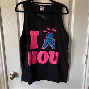 I heart (love) Houston tank top black oil well size L neon letters